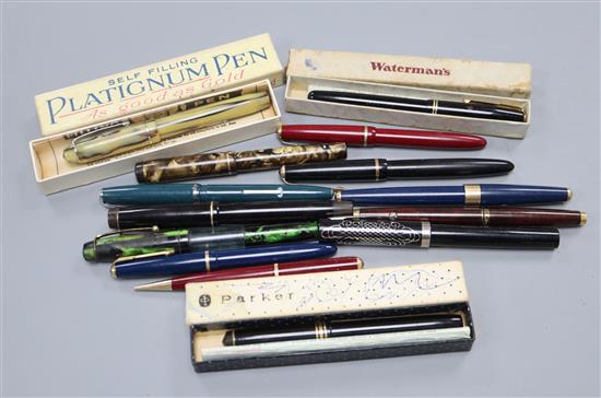 Twelve vintage fountain pens and others